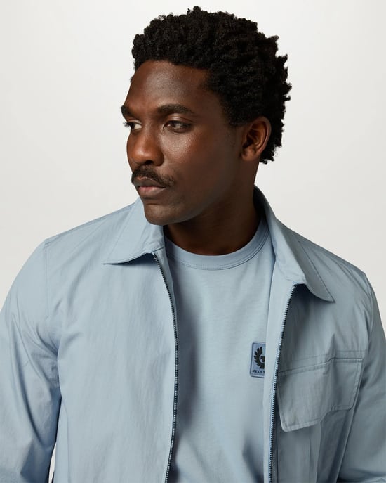 Short Sleeve Logo Detail T-Shirt in Pale Blue - Image 3