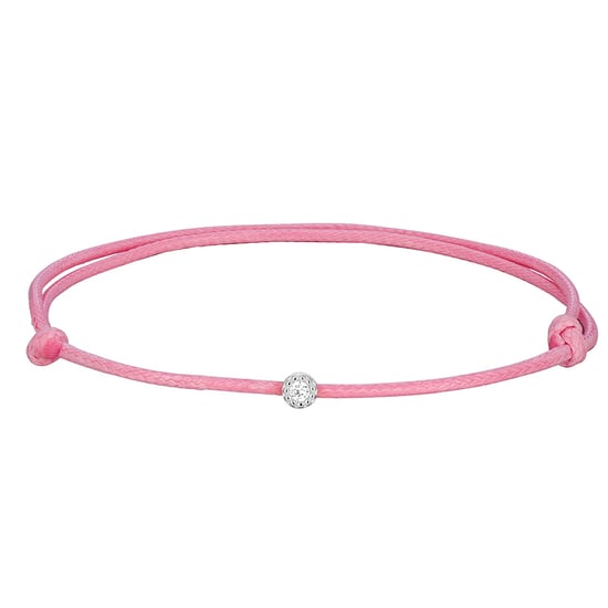 Sterling Silver Pink Cord CZ Bracelet - Image 1