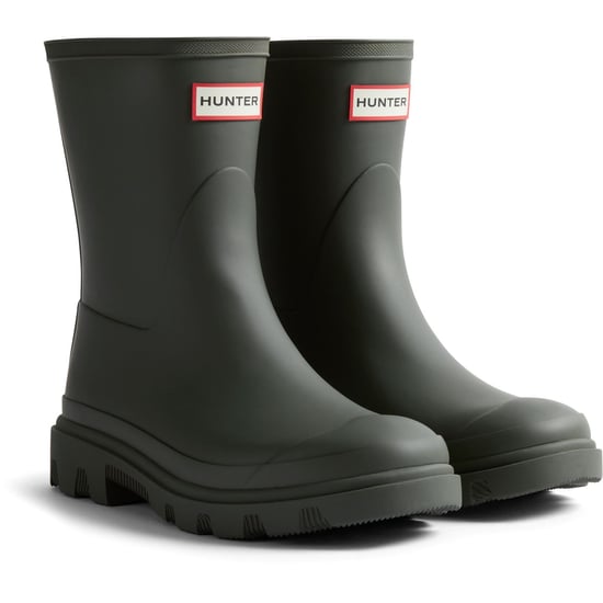 Hunter Unisex Downpour Short Rubber Men's Dark Olive Wellington Boots - Image 1