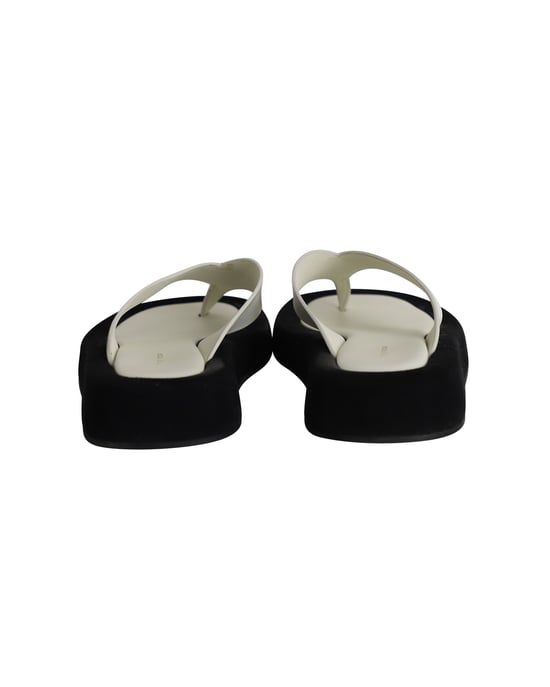 The Row Ginza Flip Flop Sandals in White Leather - Image 4