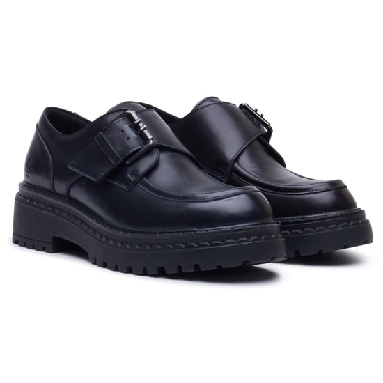 Hush Puppies Orla Monk Leren Dames Zwarte Instappers - Image 3