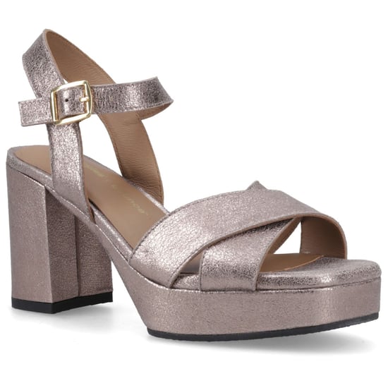 Hush Puppies Ophelia Leather Heel Suede Women's Pewter Slim Fit Sandals - Image 1