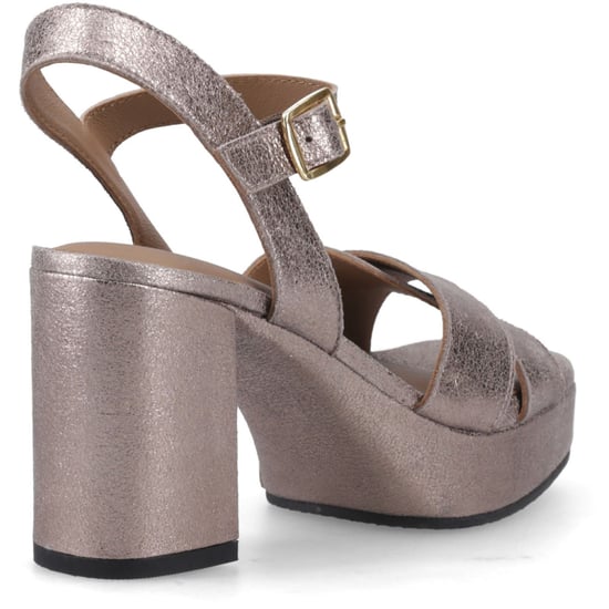Hush Puppies Ophelia Leather Heel Suede Women's Pewter Slim Fit Sandals - Image 2