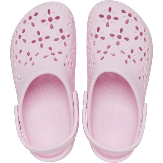 Crocs Classic Blommig Utskuren EVA Barn Rosa Mjölk Träskor - Image 5