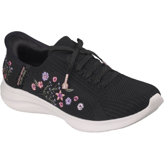 Skechers Ultra Flex 4.0 Sweet Petals Textiel Damenschoenen Zwart Gebreid/Multi Trim Trainers - Image 1