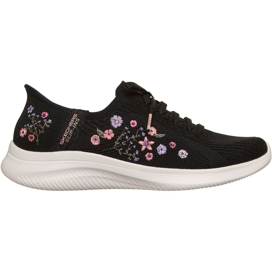 Skechers Ultra Flex 4.0 Sweet Petals Textiel Damenschoenen Zwart Gebreid/Multi Trim Trainers - Image 4