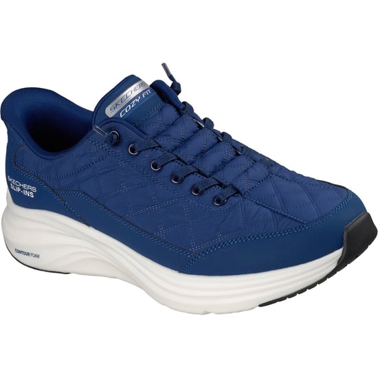 Skechers Contour Foam Cozy Fit Textile Men's Blue Cozypoly/White Trim Trainers - Image 1