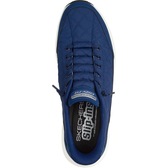 Skechers Contour Foam Cozy Fit Textile Men's Blue Cozypoly/White Trim Trainers - Image 3