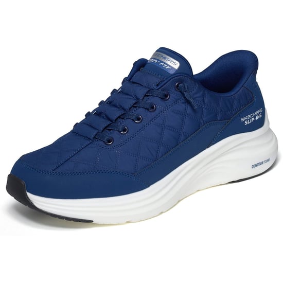 Skechers Contour Foam Cozy Fit Textile Men's Blue Cozypoly/White Trim Trainers - Image 5