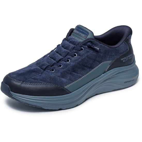 Skechers Contour Foam Cordelux Textiel Heren Navy Cozycord/Pu Sneakers - Image 5