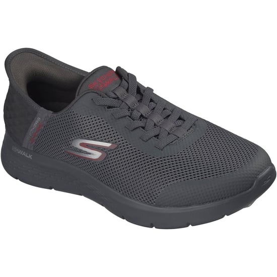 Skechers GO WALK Flex Hands Up Textile Men's DARK GREY Trainers - Image 1
