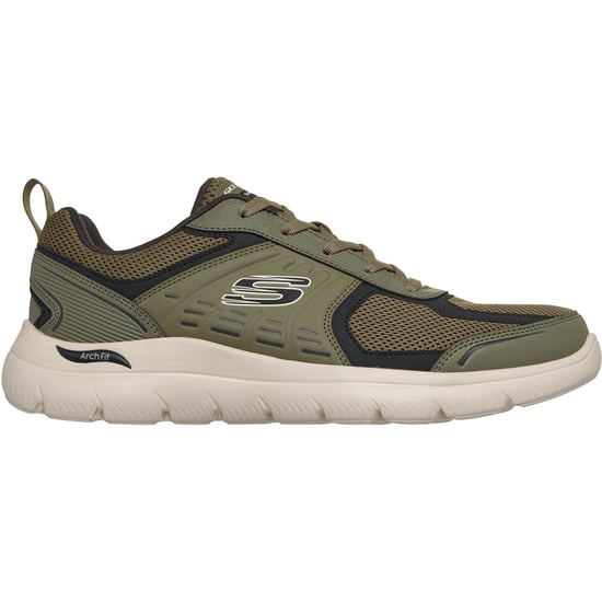 Skechers Arch Fit Summits Leege Läder Herr Oliv Läder/Pu/Nät Träningsskor - Image 4