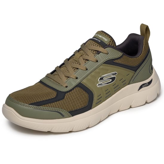 Skechers Arch Fit Summits Leege Läder Herr Oliv Läder/Pu/Nät Träningsskor - Image 5