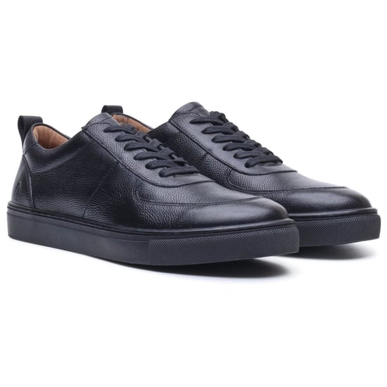Hush Puppies Ciro Leather Men's BLACK Trainers - Image 3