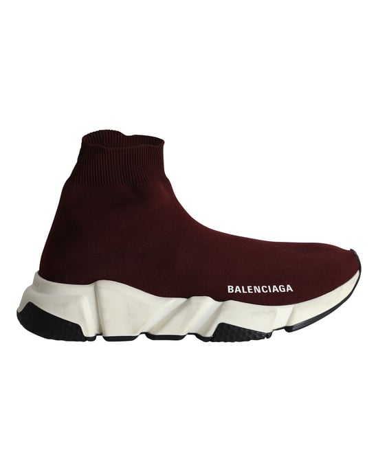 Balenciaga Speed Sneakers in Burgundy Polyester - Image 1