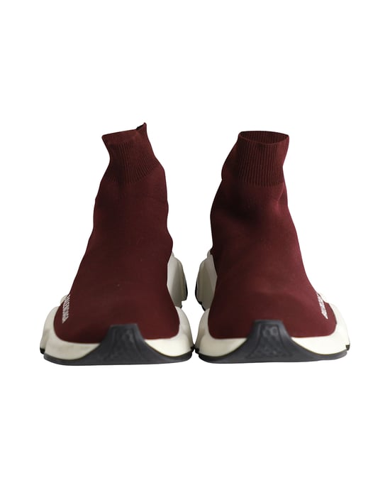 Balenciaga Speed Sneakers in Burgundy Polyester - Image 2