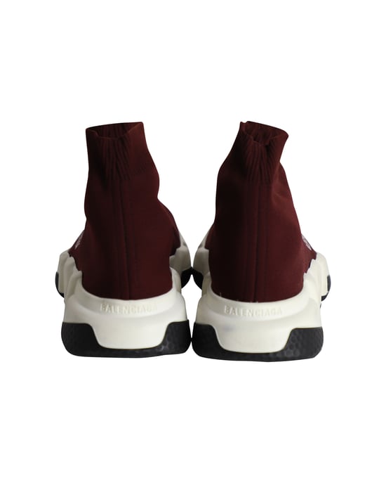 Balenciaga Speed Sneakers in Burgundy Polyester - Image 4