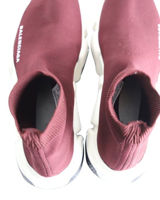 Balenciaga Speed Sneakers in Burgundy Polyester - Image 5