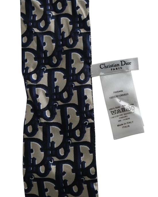 Dior Oblique Mitzah Scarf in Navy Blue Silk - Image 3