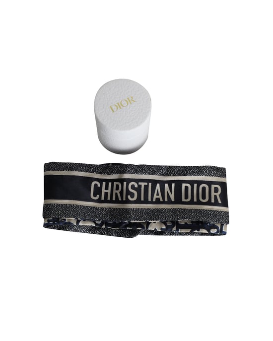 Dior Oblique Mitzah Scarf in Navy Blue Silk - Image 5