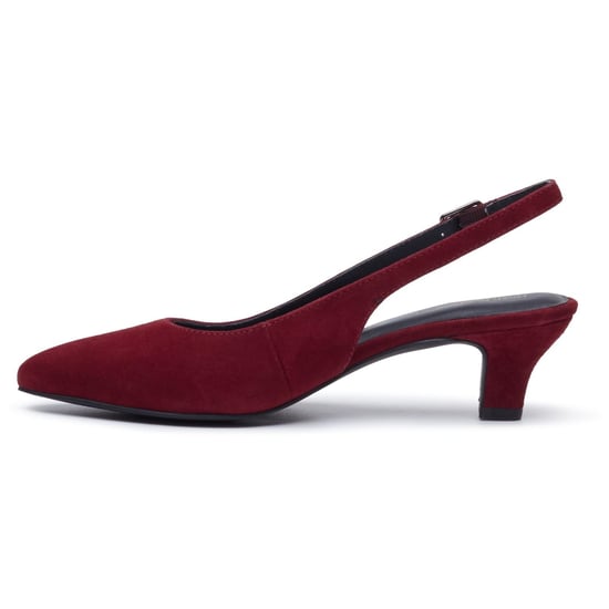 Hush Puppies Nahla Buckle Kitten Heel Women's Bordeaux Pointy Slingback Shoes - Image 6