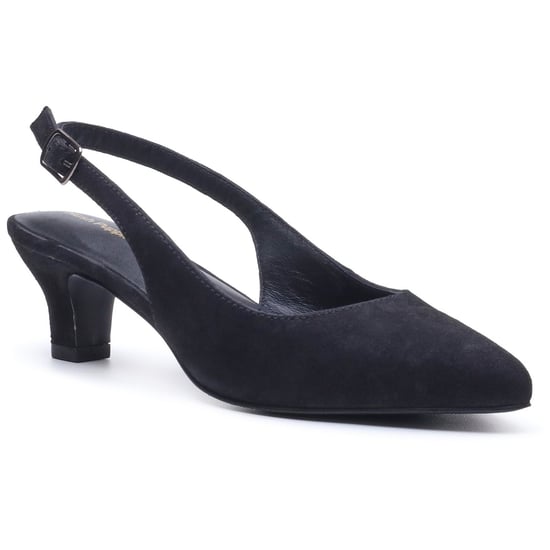 Hush Puppies Nahla Buckle Kitten Heel Women's Black Pointy Slingback Shoes - Image 1