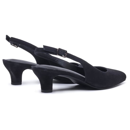 Hush Puppies Nahla Buckle Kitten Heel Women's Black Pointy Slingback Shoes - Image 2