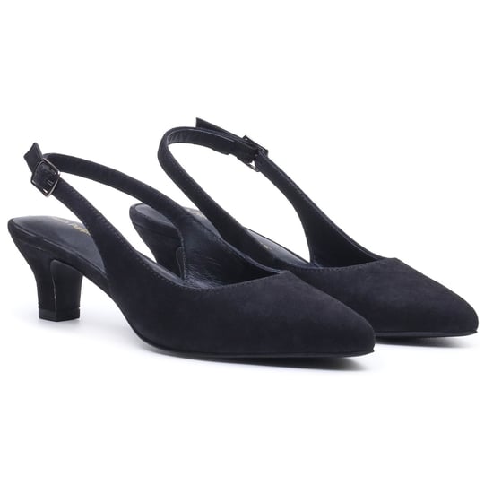 Hush Puppies Nahla Buckle Kitten Heel Women's Black Pointy Slingback Shoes - Image 3