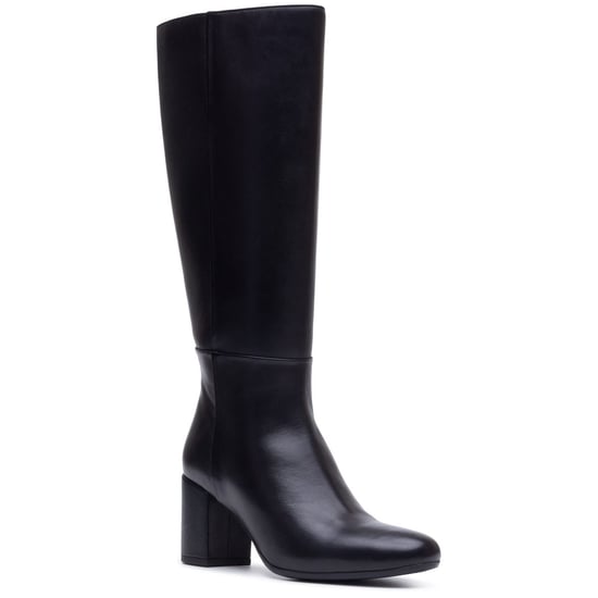 Hush Puppies Oprah Long Leather Women's Black Heeled Knee High Boots - Image 1