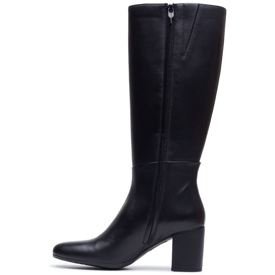 Hush Puppies Oprah Long Leather Women's Black Heeled Knee High Boots - Image 5