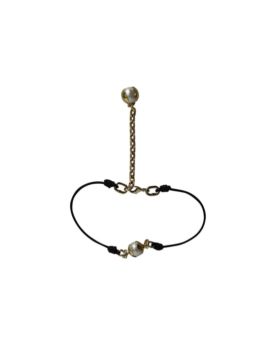 Louis Vuitton Pearl Knotty Choker Necklace in Gold-tone Metal and Black Leather - Image 1