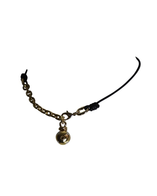 Louis Vuitton Pearl Knotty Choker Necklace in Gold-tone Metal and Black Leather - Image 3