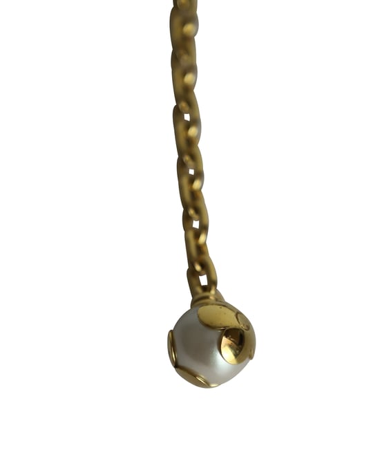Louis Vuitton Pearl Knotty Choker Necklace in Gold-tone Metal and Black Leather - Image 4