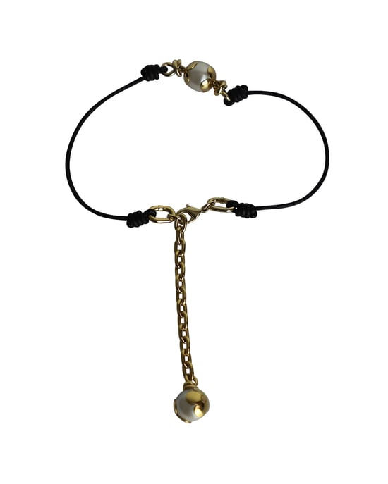 Louis Vuitton Pearl Knotty Choker Necklace in Gold-tone Metal and Black Leather - Image 6