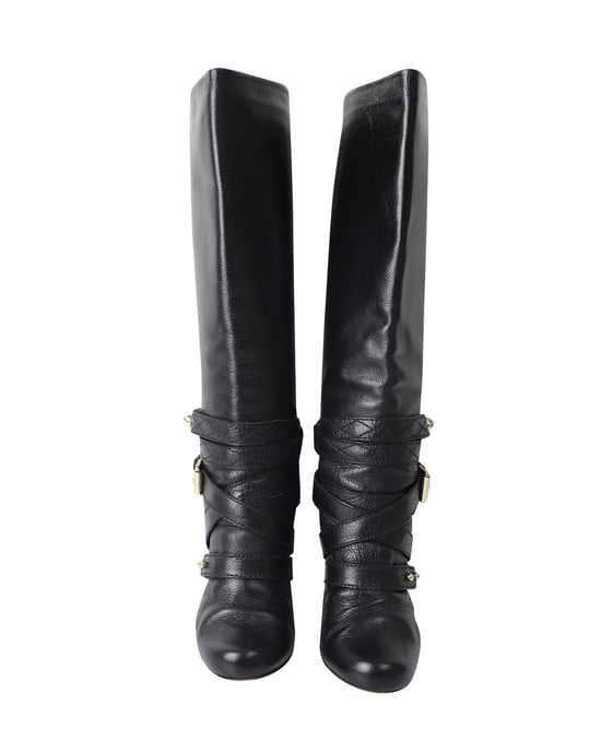 Mulberry Postman's Lock Knee High Boots in Black Leather - Image 2