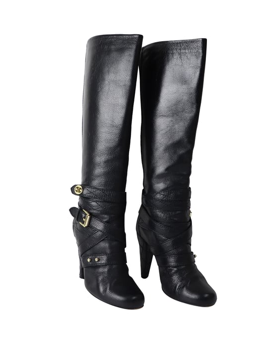 Mulberry Postman's Lock Knee High Boots in Black Leather - Image 3