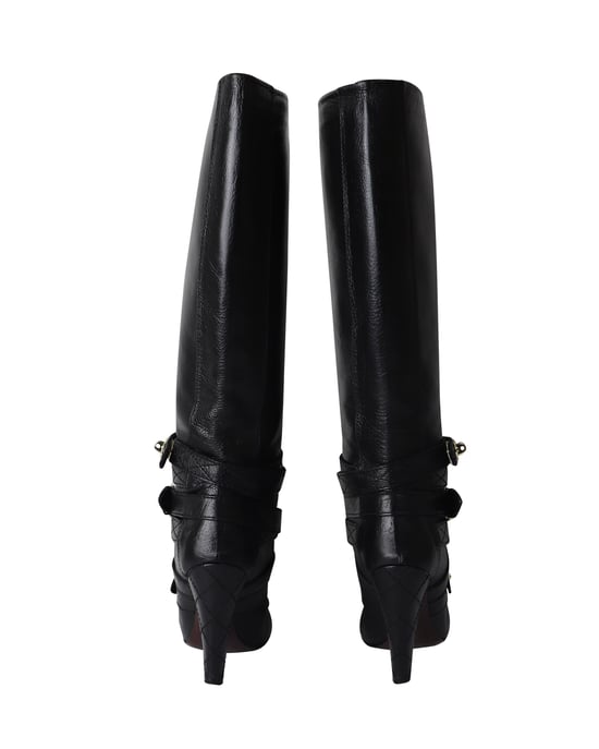 Mulberry Postman's Lock Knee High Boots in Black Leather - Image 4