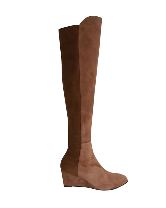 Stuart Weitzman Blaire Knee-Boots in Brown Suede - Image 1
