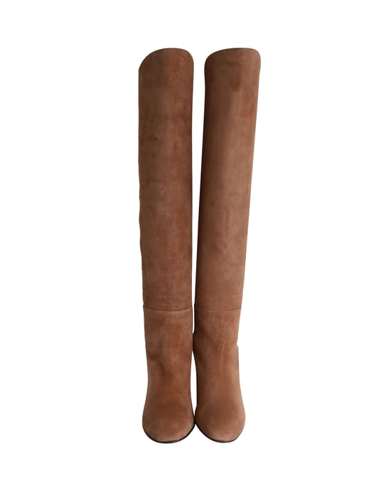 Stuart Weitzman Blaire Knee-Boots in Brown Suede - Image 2