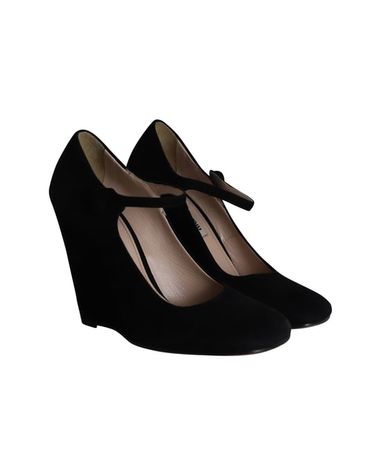 Miu Miu Wedge Pumps in Black Suede - Image 4