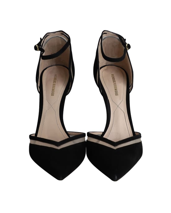 Nicholas Kirkwood Pearl Embellished Ankle Strap Pumps in Black Suede - Image 2