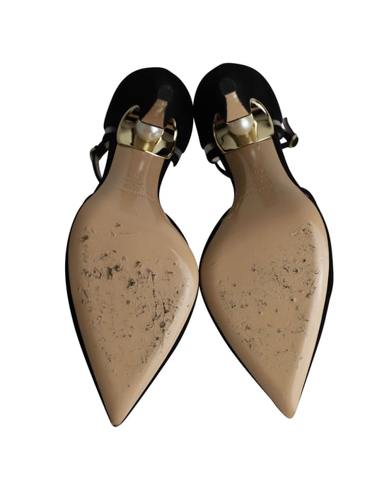 Nicholas Kirkwood Pearl Embellished Ankle Strap Pumps in Black Suede - Image 5