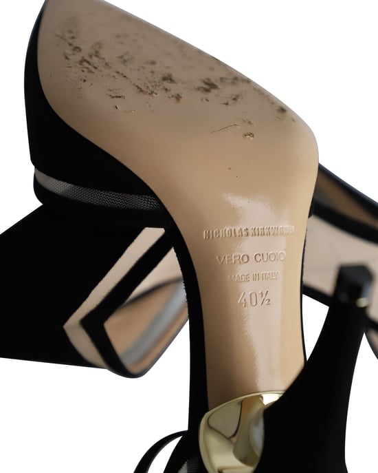 Nicholas Kirkwood Pearl Embellished Ankle Strap Pumps in Black Suede - Image 6