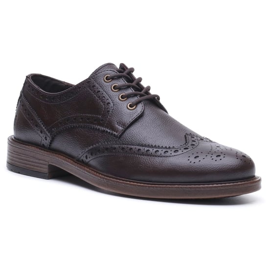 Hush Puppies Isaac Leather Men's BROWN Brogues Shoes - Image 1