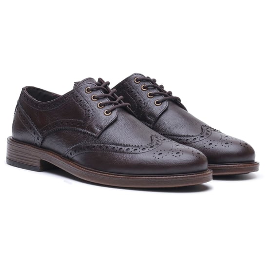 Hush Puppies Isaac Leather Men's BROWN Brogues Shoes - Image 3