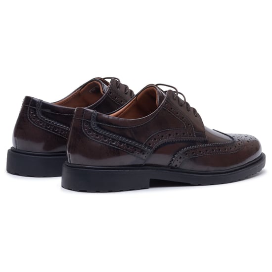 Hush Puppies Verity Hi-Shine Leren Dames Chocolade Brogues Schoenen - Image 2