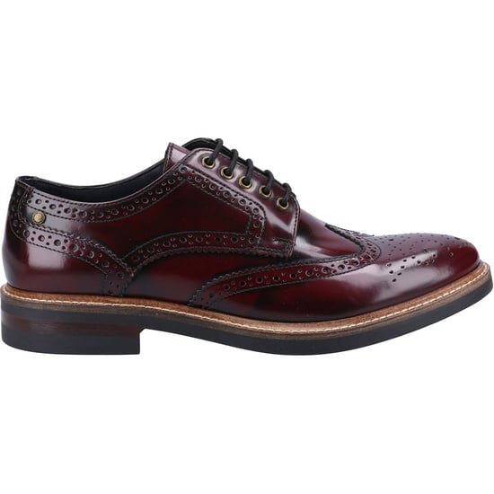 Base London Woburn Excel Läder Herrskor Bordo Brogues - Image 4