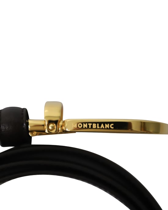 Montblanc riem met gegraveerde gesp in bruin leer - Image 6