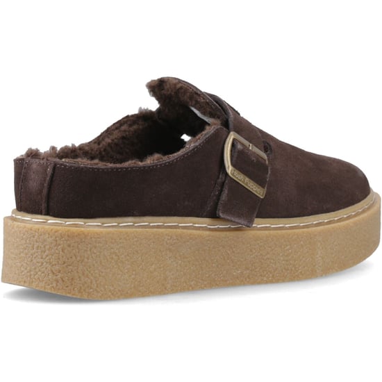 Hush Puppies Blanche Faux Bont Leren Dames Chocolade Muiltjes - Image 2