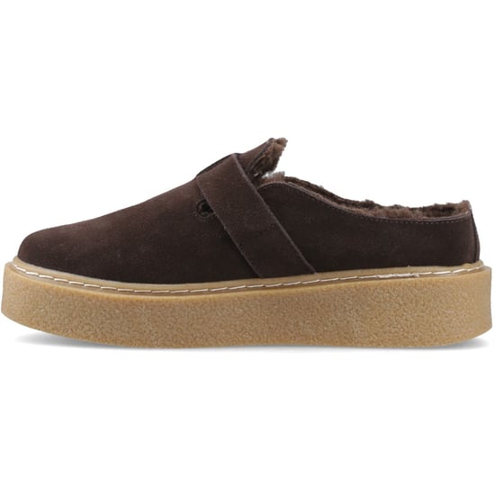 Hush Puppies Blanche Faux Bont Leren Dames Chocolade Muiltjes - Image 4